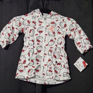 Hello Kitty 2T Wind Rain Hooded Jacket White Red NWT